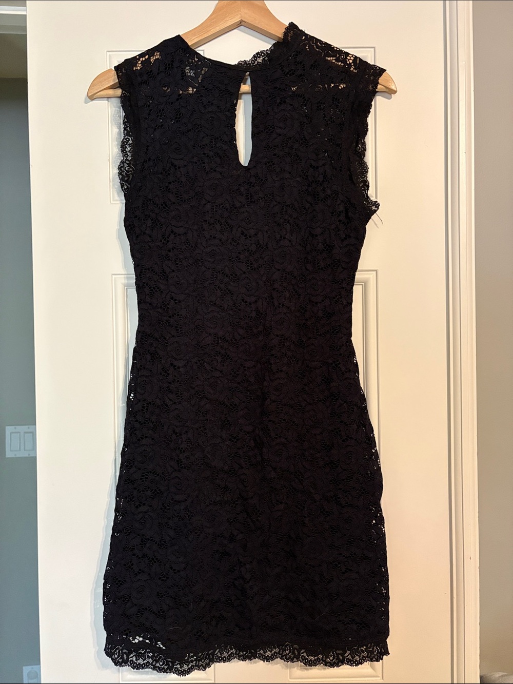 bebe Black Lace Mini Dress with Keyhole Back